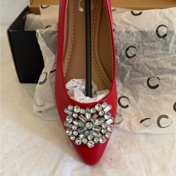 Naturalizer Shoes - Naturalizer Red Suede with Rhinestones Flats